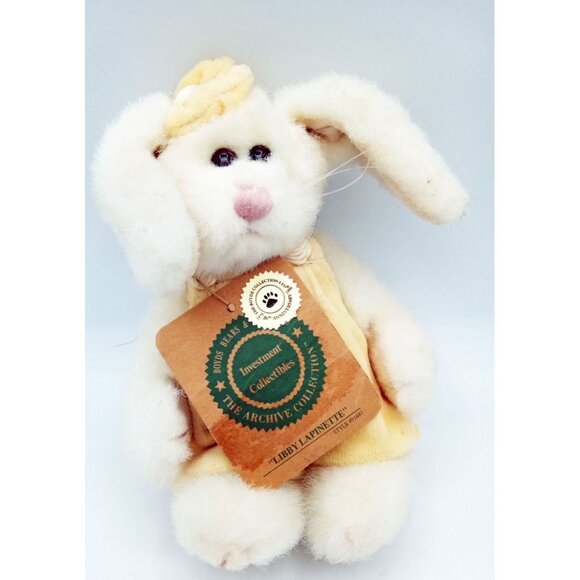 Boyds Bears Libby Lapinette White Bunny Plush Hat Jumper 6 Inch Animal Spring - Picture 12 of 15
